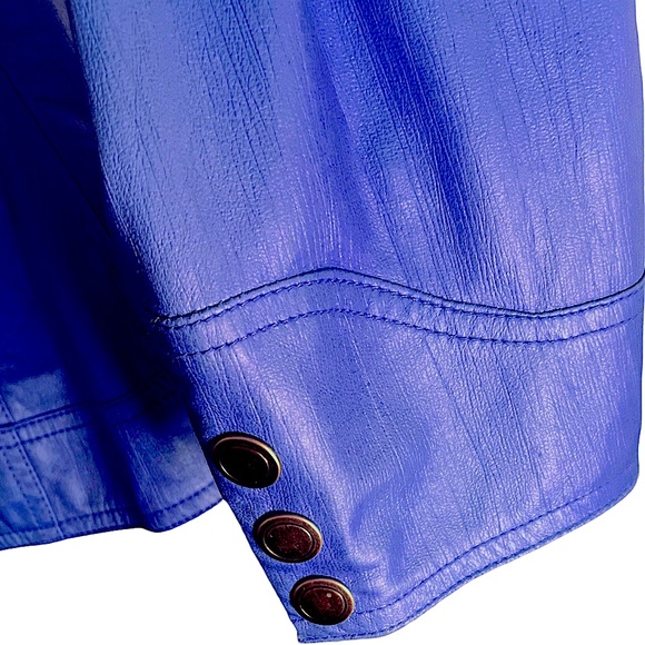 Periwinkle Faux Leather Biker Jacket - Picture 6 of 8